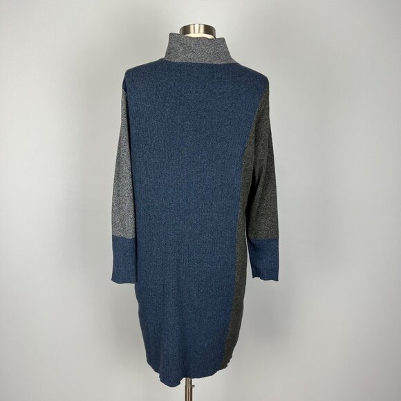 Nic Zoe Womens Long Sleeve Mock Neck Sweater Dress Colorblock Blue Gray size L - Picture 7 of 13